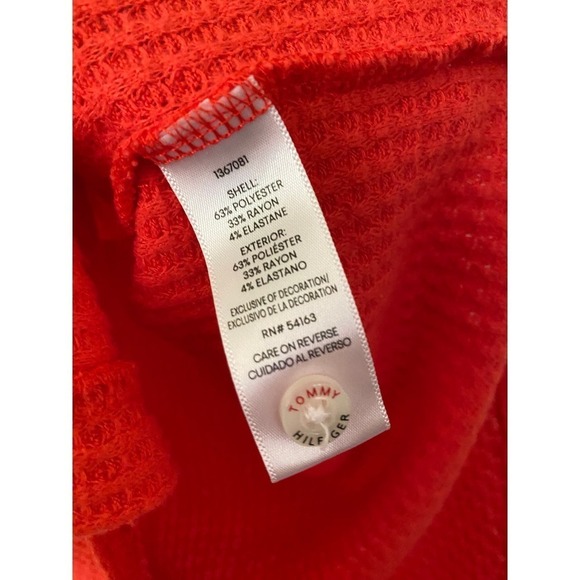 Slight Oversized Tommy Hilfiger Bright Orange Red Button Down Longsleeve - Picture 4 of 4